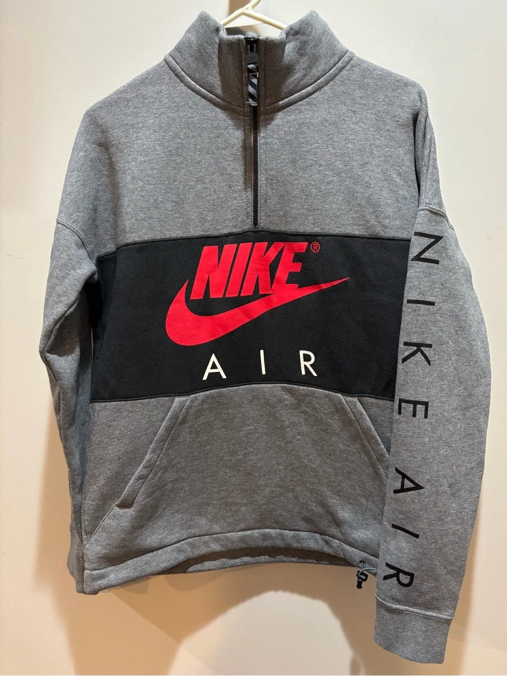 Nike Gray and Red Half-Zip Pullover Sweatshirt Like New
